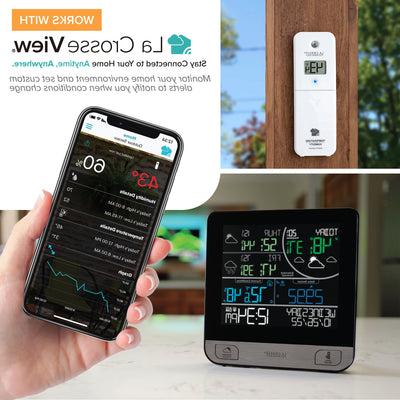 1684344 This C74443 station works with the La Crosse View app to help you stay connected to your home anytime, anywhere. Monitor your home environment and set custom alerts to notify you when conditions change.